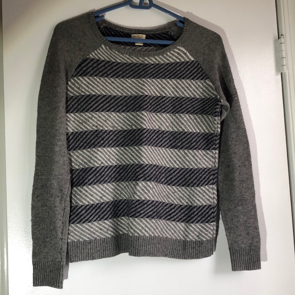 🛍 DONATED J. Crew | Sweater Gray White Blue XXS